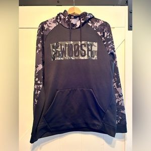 Nike Swoosh Therma-Fit black and grey camo hooded sweatshirt men’s size M